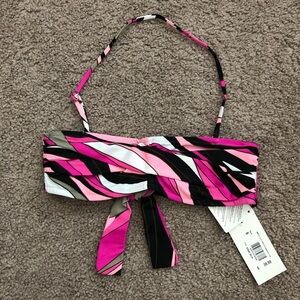 Bikini Bay Twisted Bandeau Bikini Top Pink Black